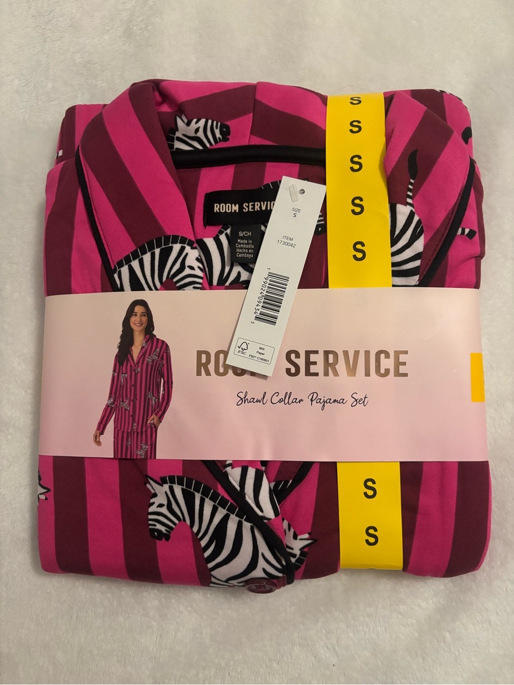 Women's Pink Zebra Stripe Long Sleeve Pajama Set - Picture 3 of 4